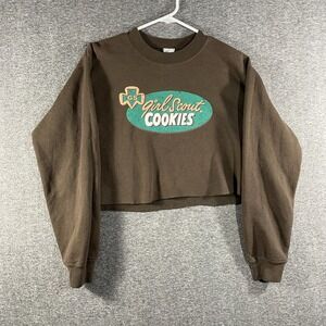 Vintage Girl Scout Cookies Sweatshirt Womens Large? Cropped Chopped Brown